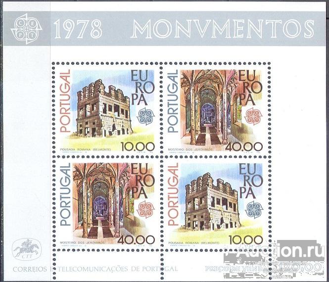 М0846 ✅ Средневековье Архитектура Европа СЕПТ Europa CEPT 1978 Португалия Блок ** 22МЕ