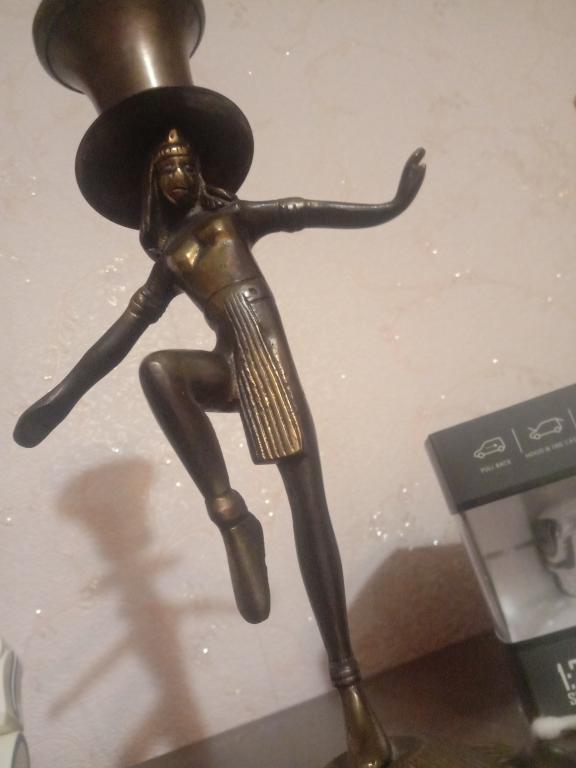 Подсвечник.Статуэтка "Танцующая Девушка Египтянка" Высота 28 см. Бронза .Латунь.Европа