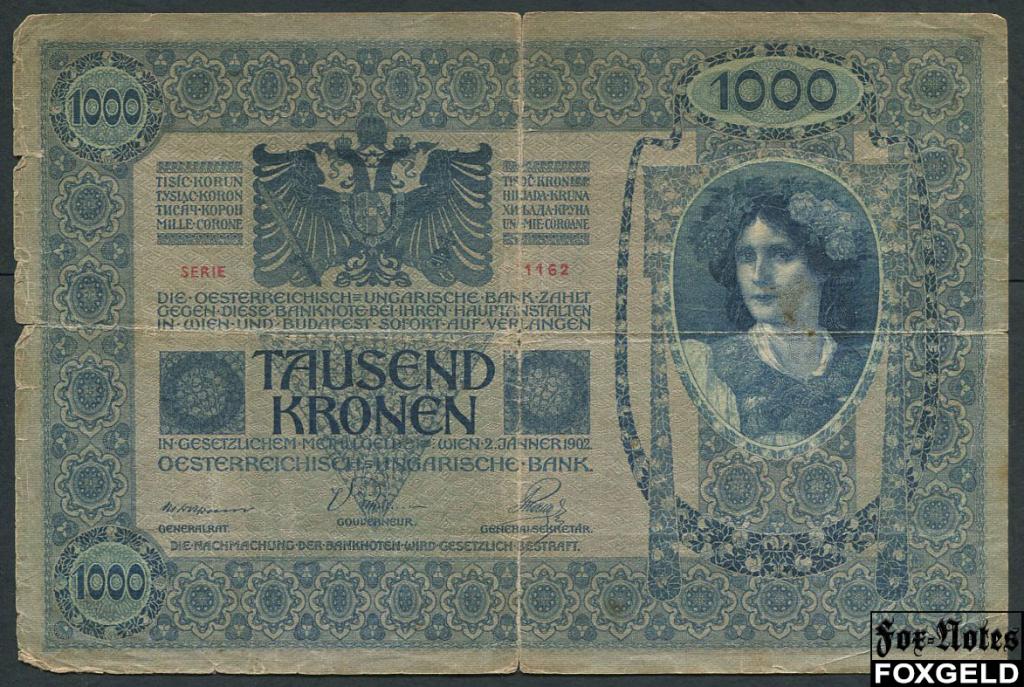 Австро-Венгрия 1000 крон 1902  P:8a KK115a 1162