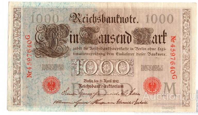 Германия 1000 марок тысяча марок 1910 год (БИН3-6)