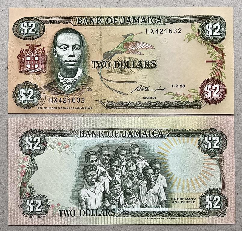 ЯМАЙКА 2 ДОЛЛАРА 1993 ГОД UNC