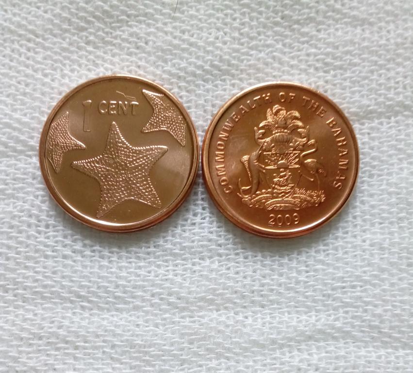 Багамские острова 1 цент 2009 год UNC из ролла