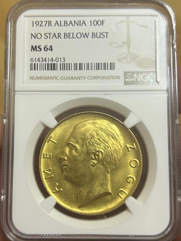 100 Фаранга 1927 года в мс -64 топ Грейд Албания