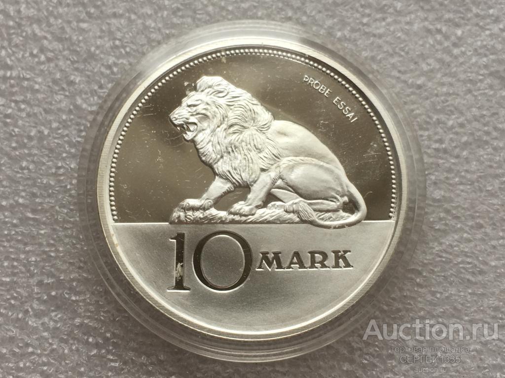Намибия 10 марок 1990 Лев Независимость ПРОБНЫЕ Probe Essai СЕРЕБРО