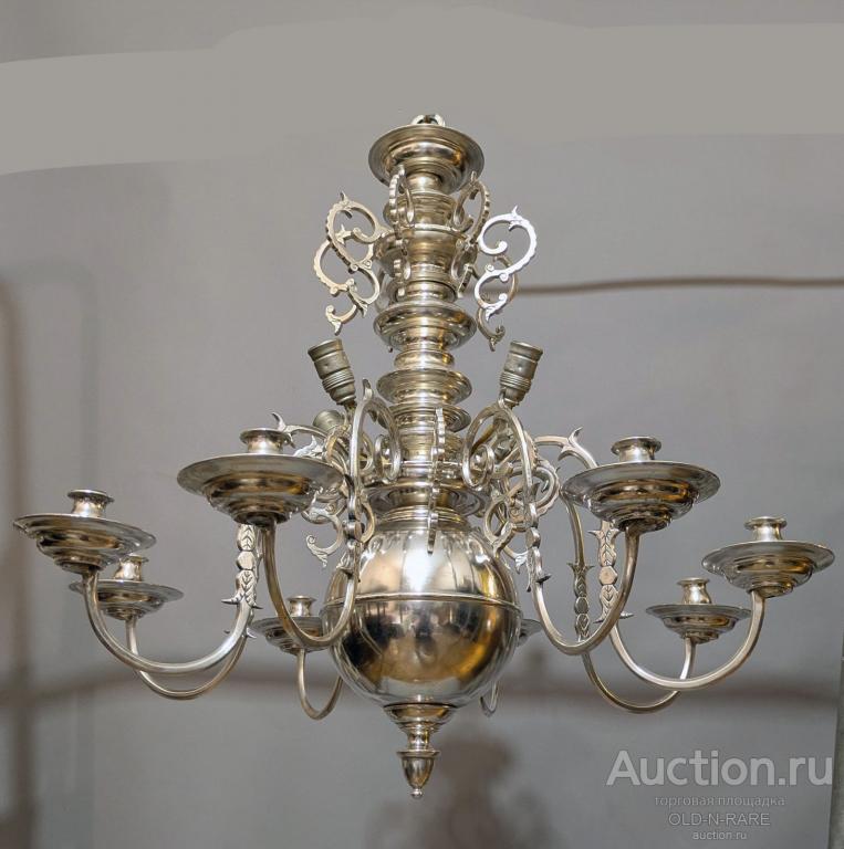Серебренная люстра барокко сер.19 века на любую высоту