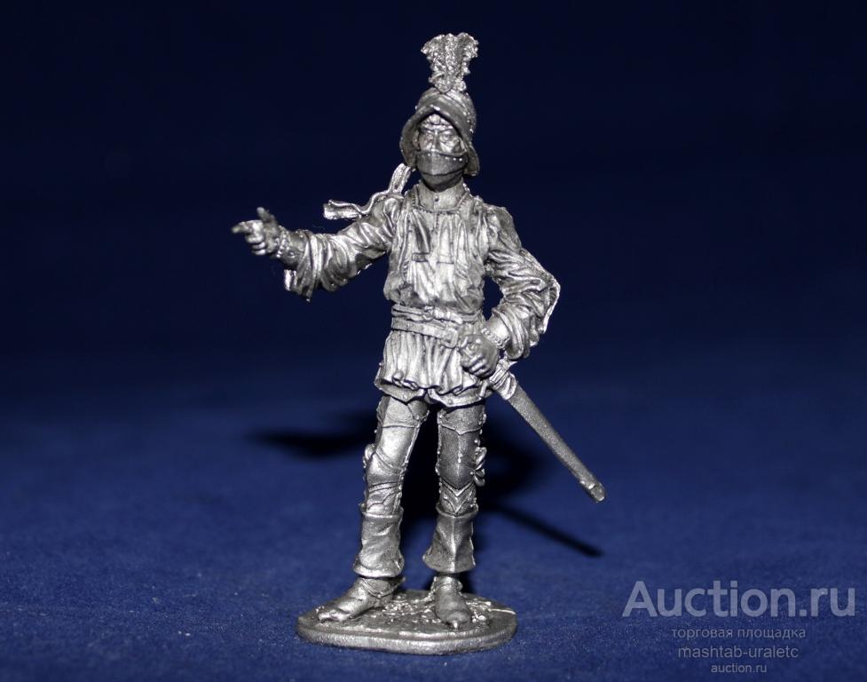 068. Оловянный солдатик Офицер швейцарской пехоты, 1450-85 гг., 54мм
