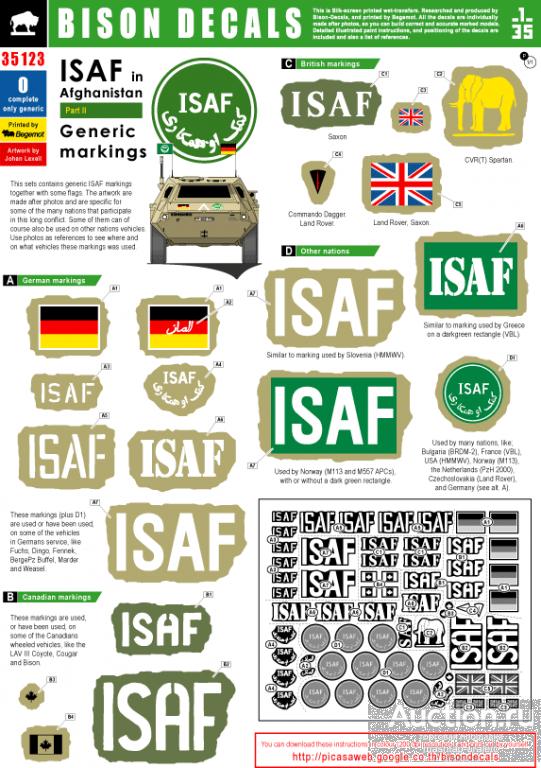 BISON 35123 Декаль ISAF - Afghanistan, part 2 1:35