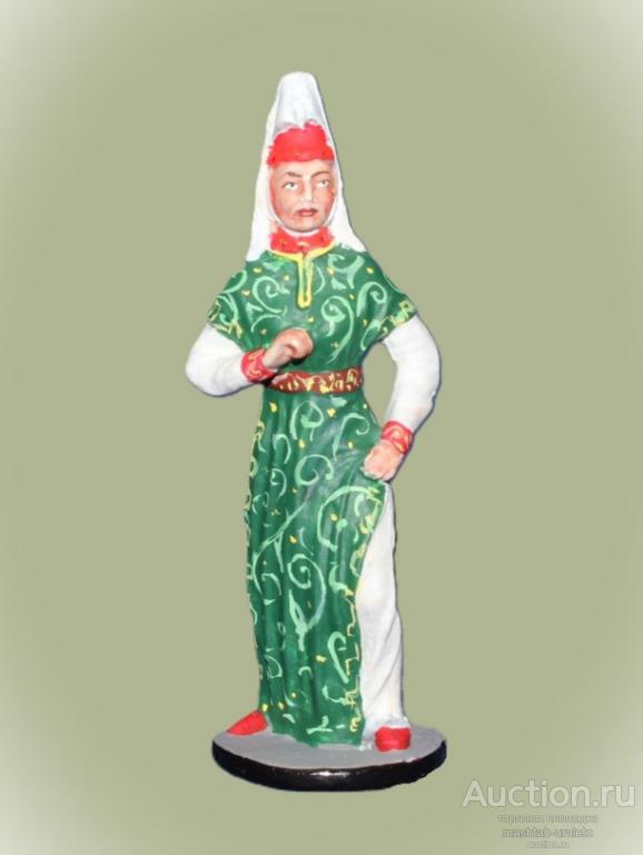 ТС03clr Окрашенная ловянная миниатюра Восточная красавица (шамаханская), 54 мм