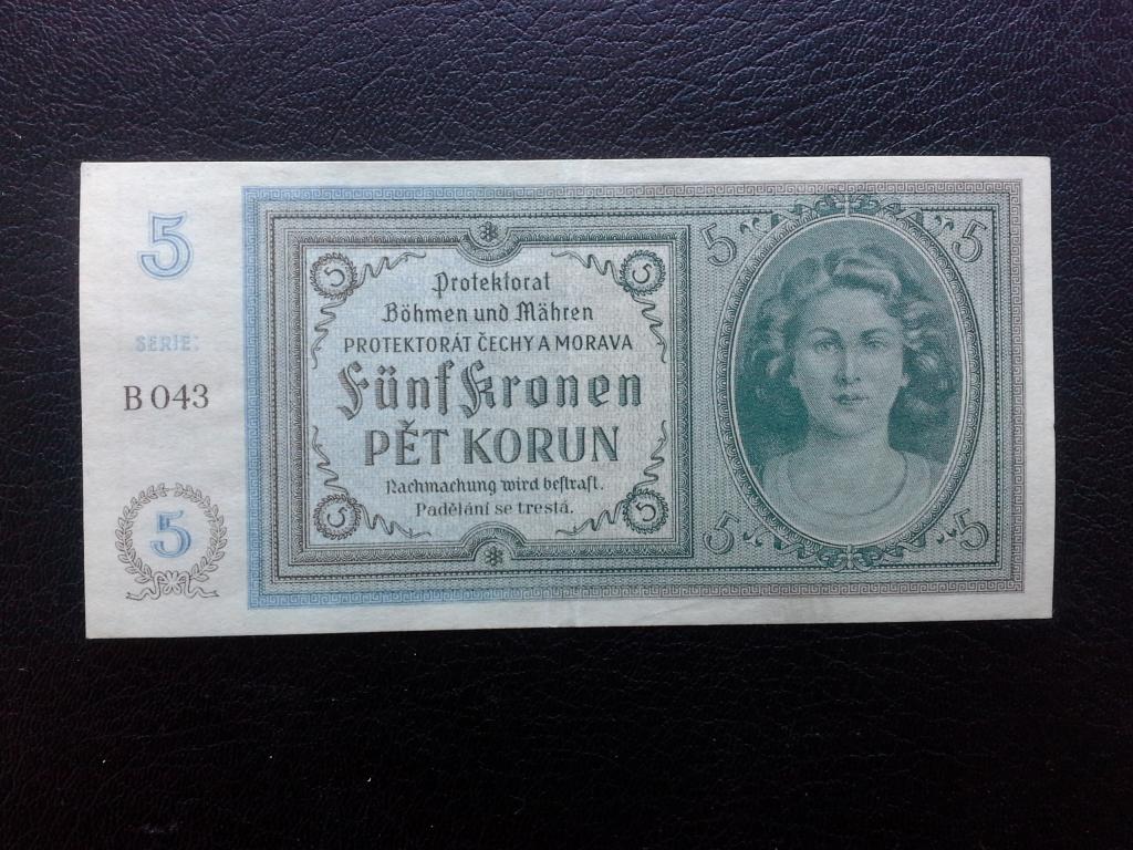 Богемия и Моравия 1940 год. 5 крон XF+
