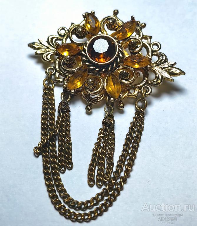 Брошь с подвесками Чехословакия ЧССР времен СССР