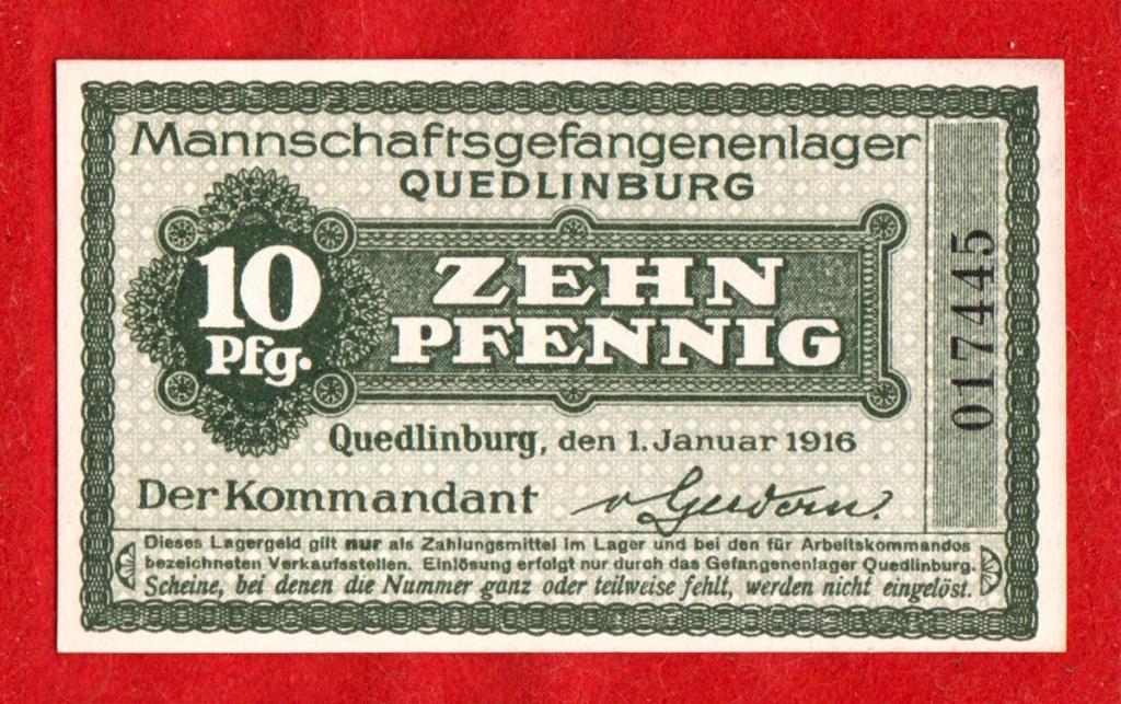 Германия, Лагерь военнопленных Quedlinburg (Кведлинбург), 10 пфеннигов 1916, UNC, ВЗ, 098282, RRR!