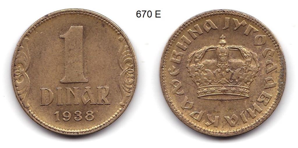 Югославия. 1 динар. 1938 год.