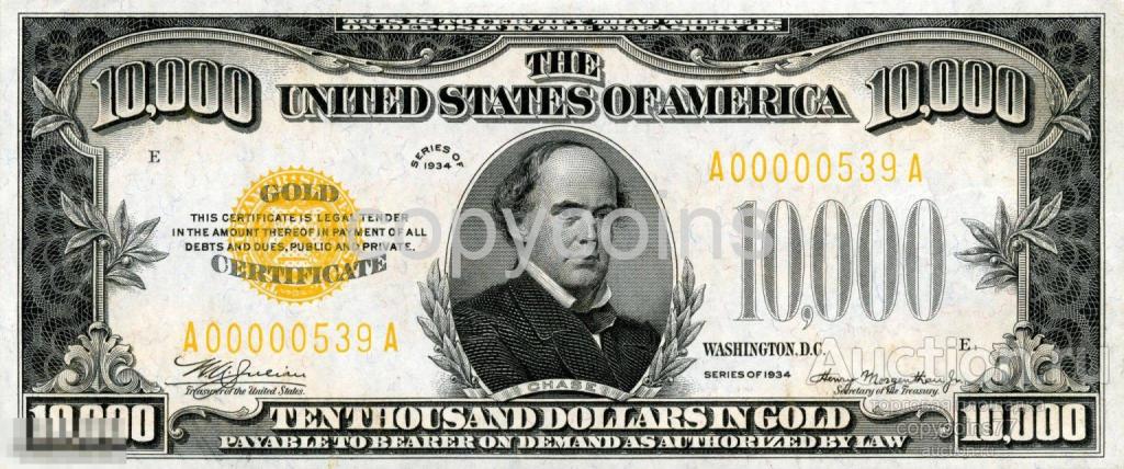 Б1919 10000 долларов 1934 США золотой сертификат, копия