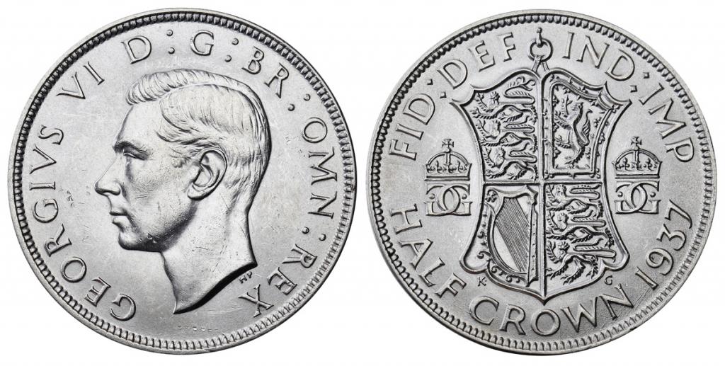 ВЕЛИКОБРИТАНИЯ ½ кроны 1937 Король Георг VI ННР MS61 (5OF948-0047)