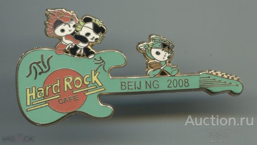 Олимпийский знак Олимпиада Пекин 2008 Hard Rock Cafe Талисман Олимпиады Гитара
