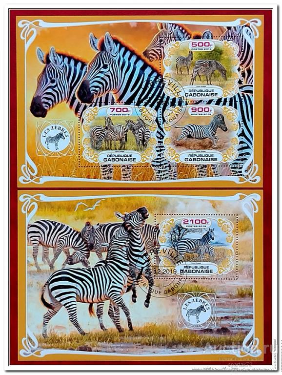 Габон 2019 год " Фауна Африки. Зебра "