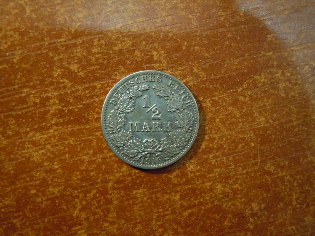 1/2 марки 1916г(A) Германская империя, 2,77гр, серебро