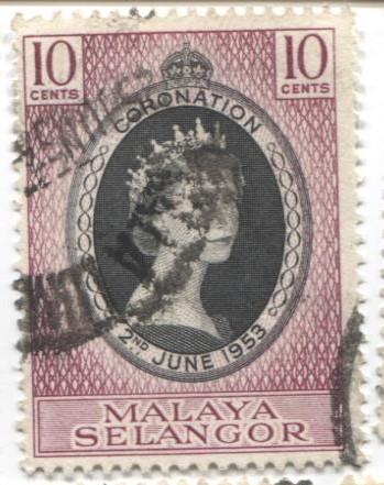1953 Малайские штаты Селангор Коронация Елизаветы 2 1м. гаш