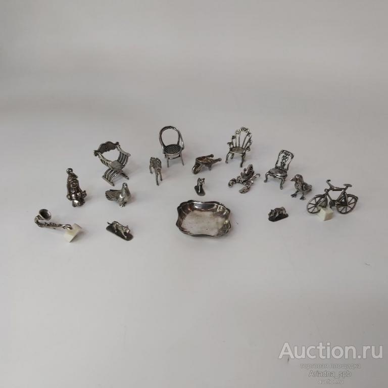 Набор из 16 миниатюрных фигурок. серебро 84 проба. старина