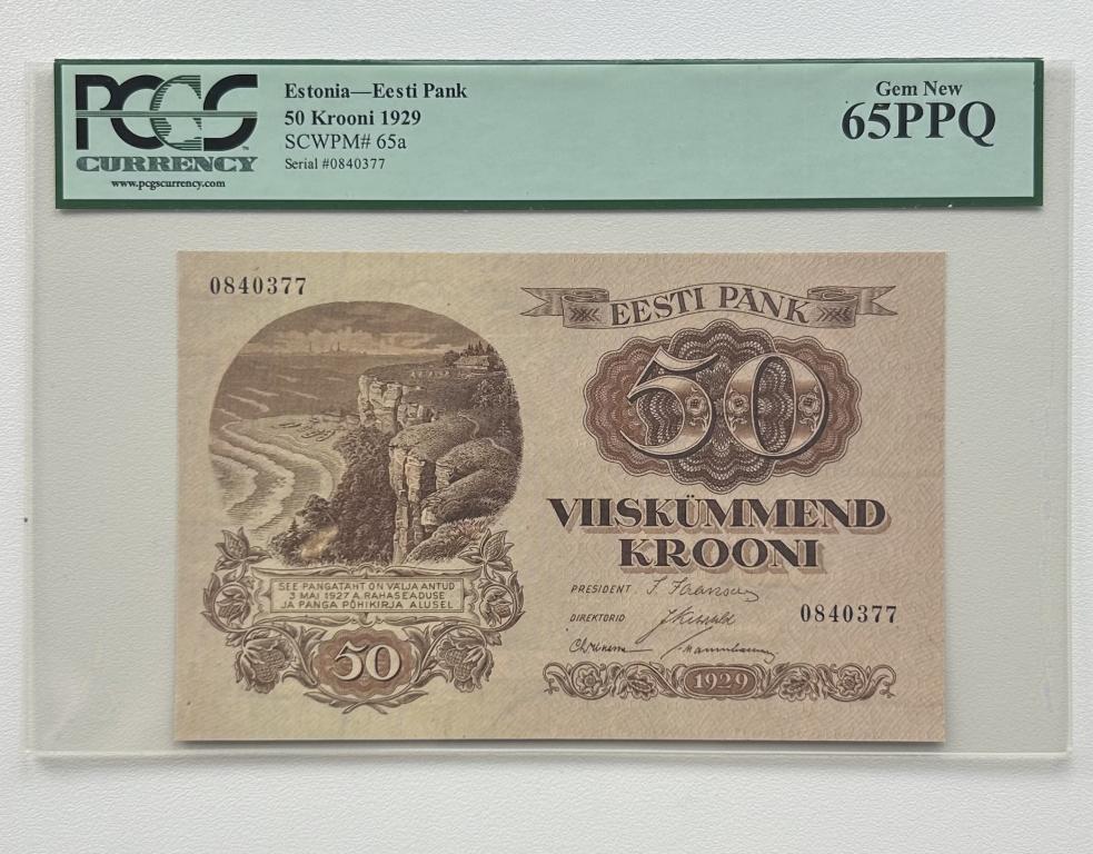 50 Krooni 1929 года PCGS 65 Эстония