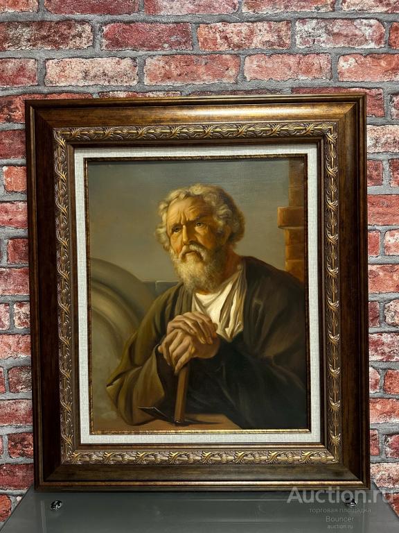 Картина "Старик каменщик". Холст, масло, лак. Цветкова С. 2025 год