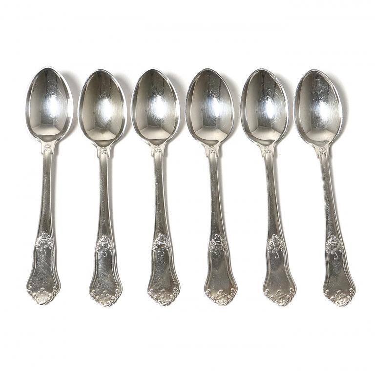 Серебряные чайные ложки, 6 шт. ​ Дания,  1954 год.