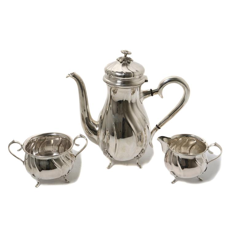 Серебряный кофейный сервиз, 3 предмета. Дания 1938 год