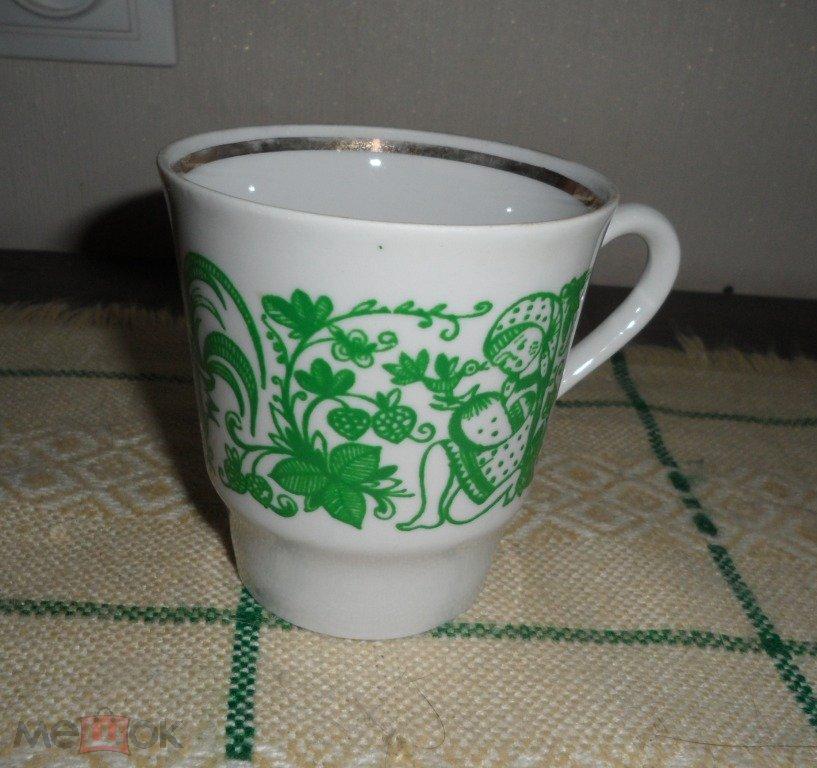 Бокал кружка детский рисунок клеймо ПФ Полтавский государственный фарфоровый завод СССР