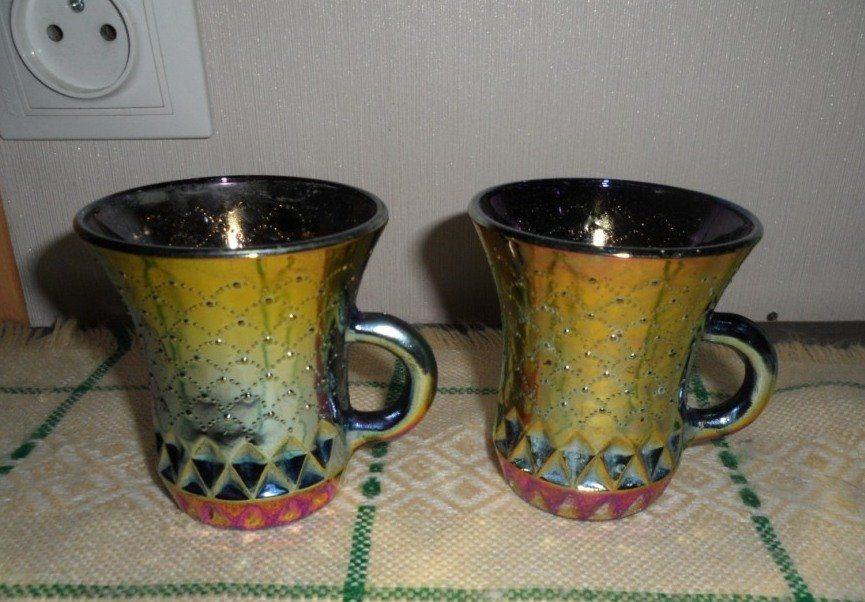 Чашка кофейная стекло с покрытием Уршельский стекольный завод СССР