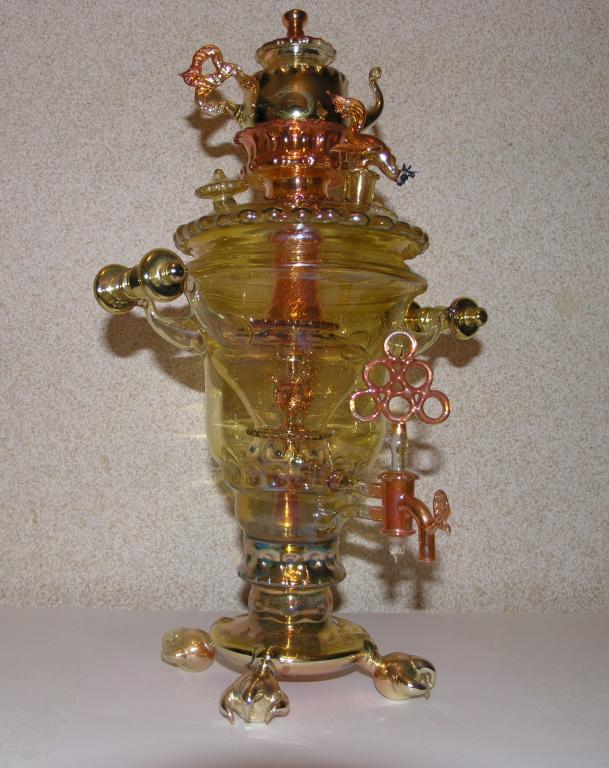 Самовар 1950-е годы, дутое цветное стекло