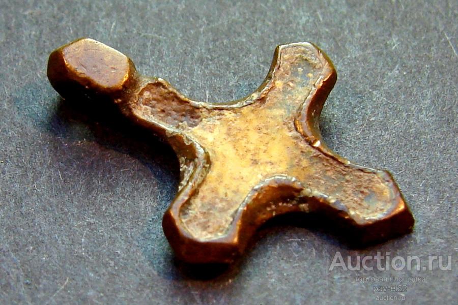 Крест - тельник - привеска ДОМОНГОЛ - КИЕВСКАЯ РУСЬ - ЭМАЛЬ 14 век ОРИГИНАЛ (X.173)