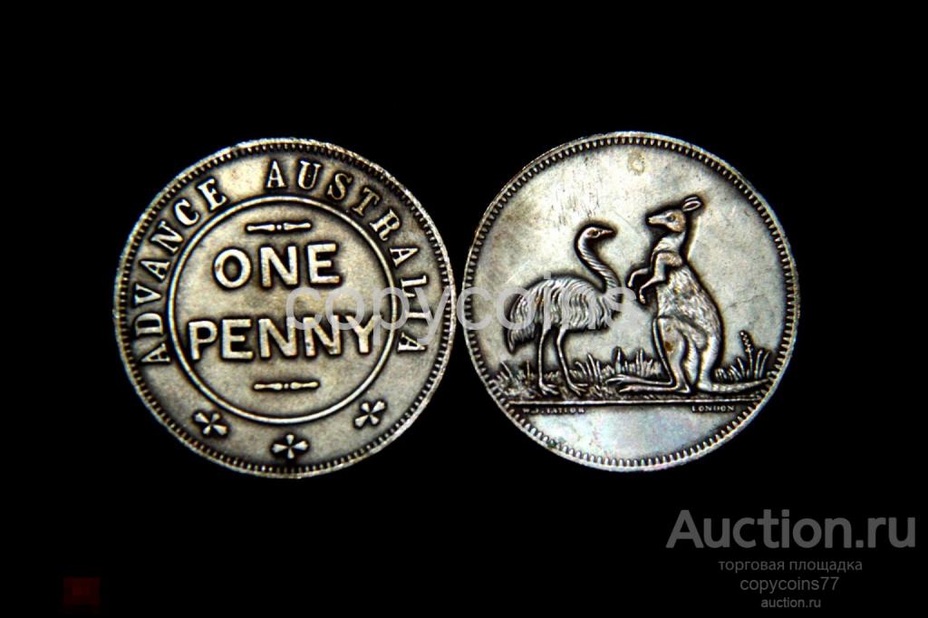 1 пенни Австралия Страус и Кенгуру медь 5696