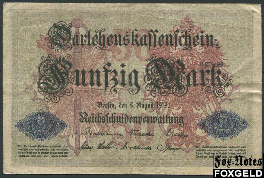 Германия / Reichsschuldenverwaltung 50 марок 1914 DKS   #7 F Ro.50b  (***)