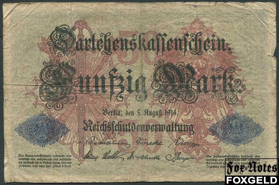 Германия 50 марок 1914 DKS   #7 VG Rb50b (***)