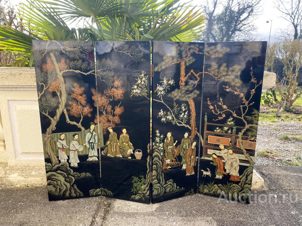 Ширма в стиле шинуазри Настенное панно Винтаж Декор