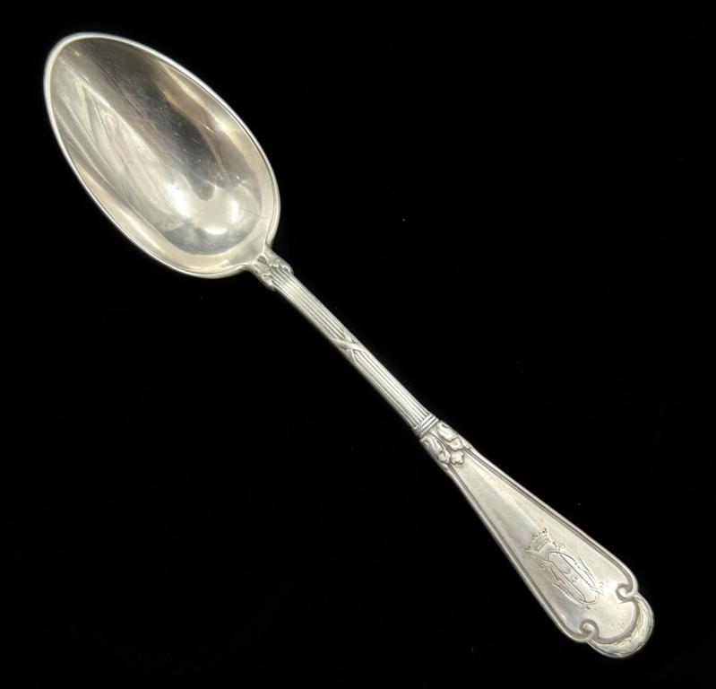 СЕРЕБРО 84 ПРОБА! ФАБЕРЖЕ, ОРИГИНАЛ! СТОЛОВАЯ ЛОЖКА АМПИР! 18 см! 69 грамм!