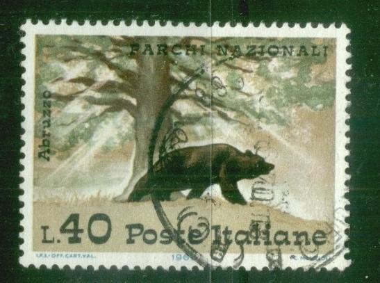 Италия 1967   Mi# 1228   Заповедники Медведь   гаш