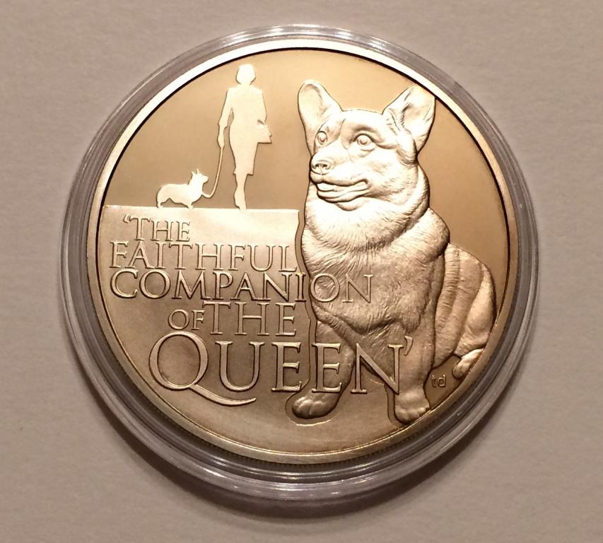 ОЛДЕРНИ 5 ФУНТОВ 2013 СОБАКА КОРГИ XF+/UNC В КАПСУЛЕ