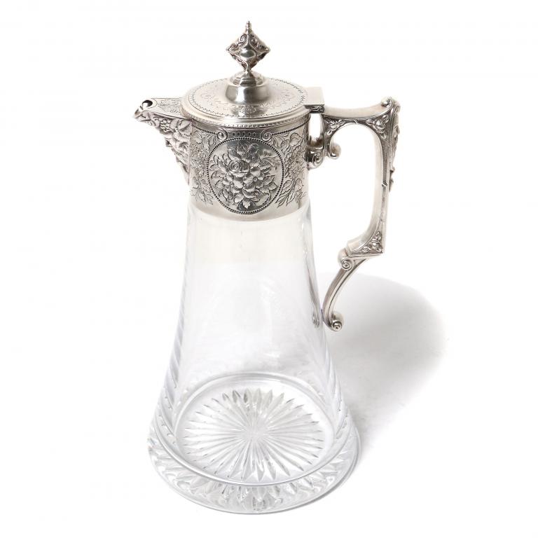 Кувшин. Стекло, серебро 925 пробы.  Англия, 1993 год.