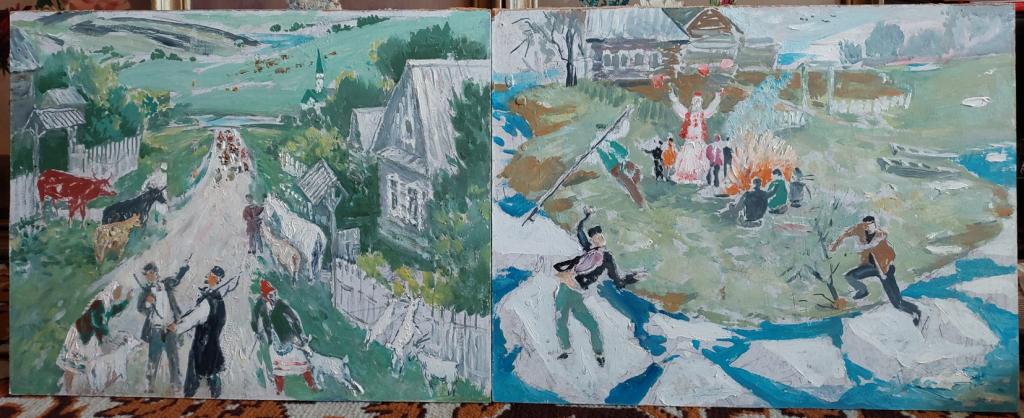 Картины парные масло оргалит.