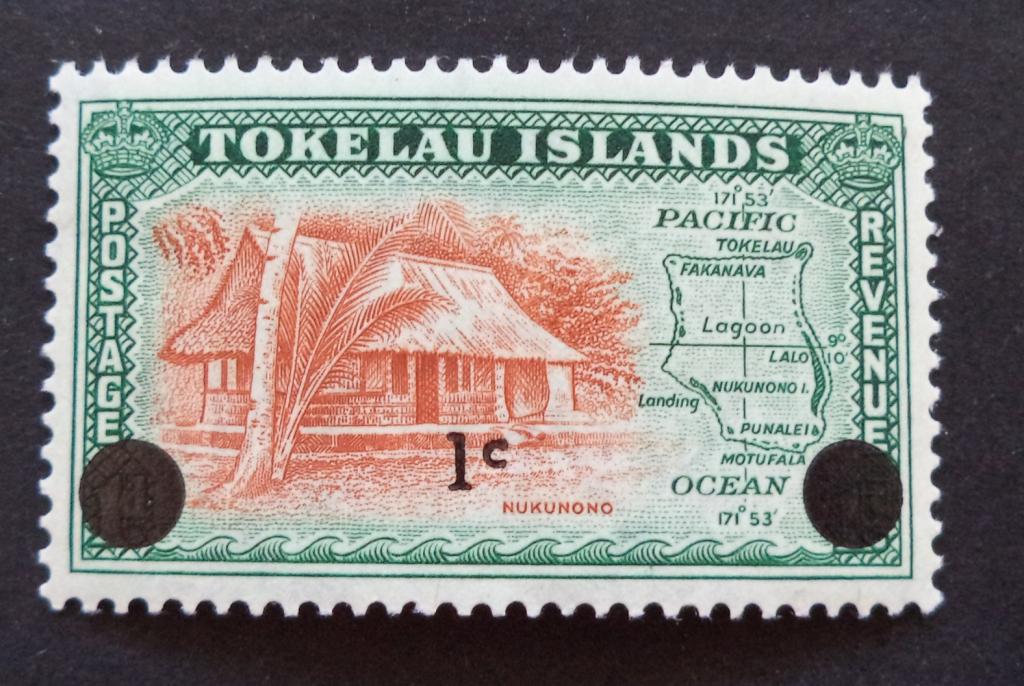 Токелау  1967 г.  Домик . Надпечатка   1с.  **   Би.6