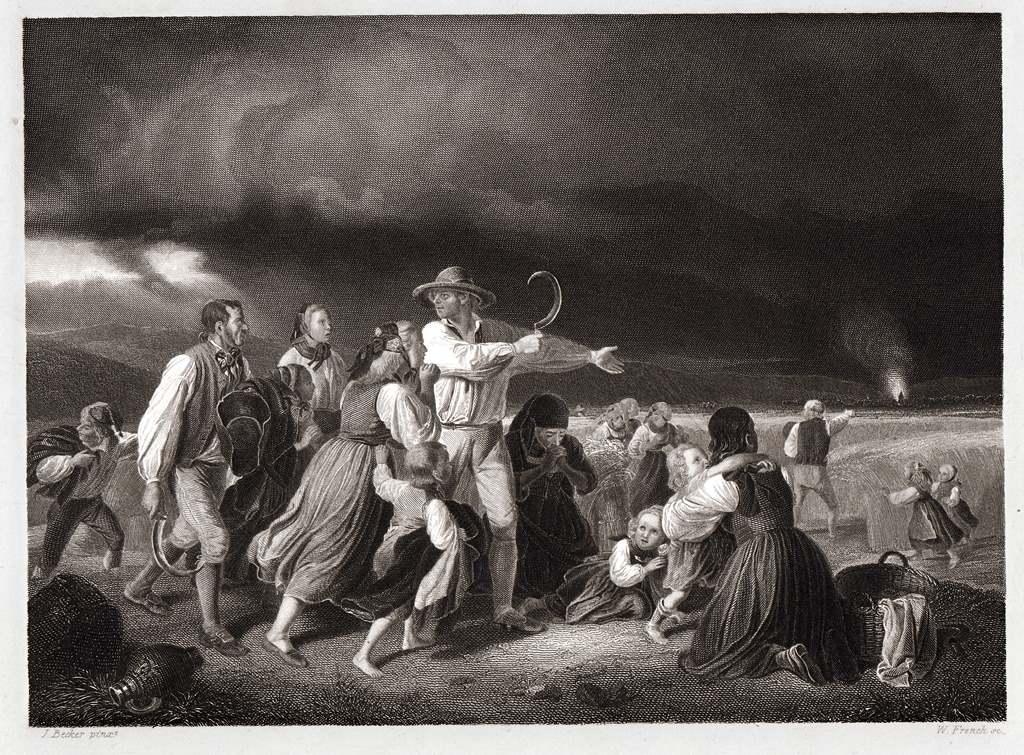 гравюра Гроза Буря художник Якоб Беккер 1847 г..ориг..сост!