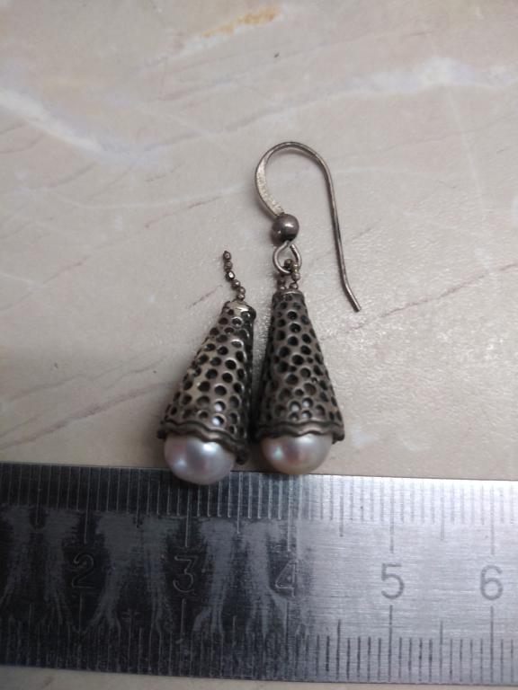 Серьги времён СССР. Винтаж. Жемчуг. В ремонт.