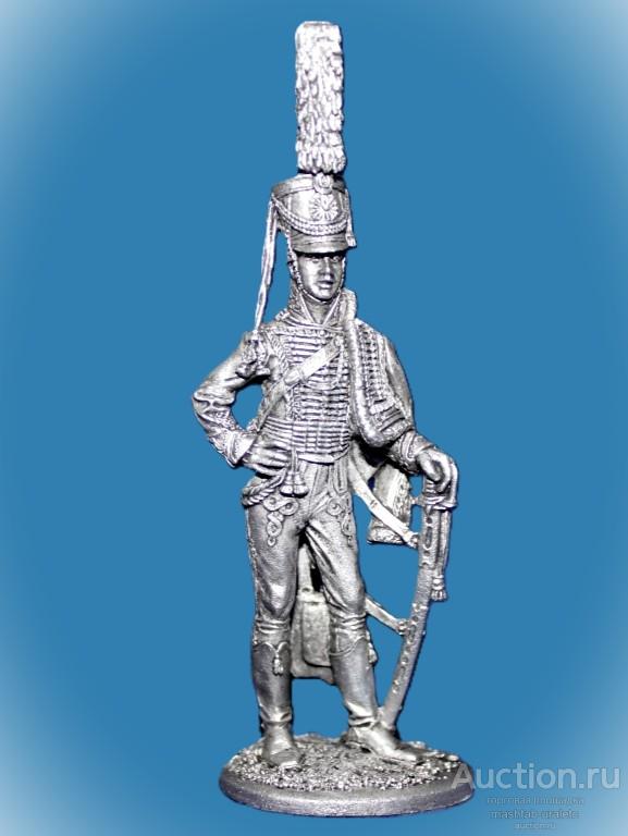 025. Оловянный солдатик Обер-офицер гусарского полка. Россия, 1809-11 гг., 54мм