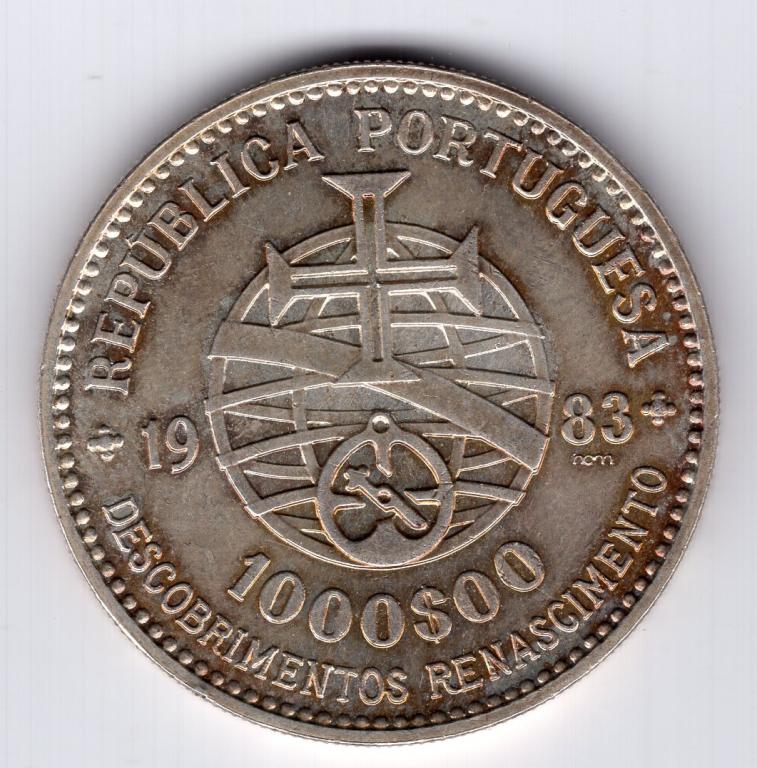 1000 эскудо - Португалия - 1983 - Выставка европейского искусства - серебро 835 - KM#622