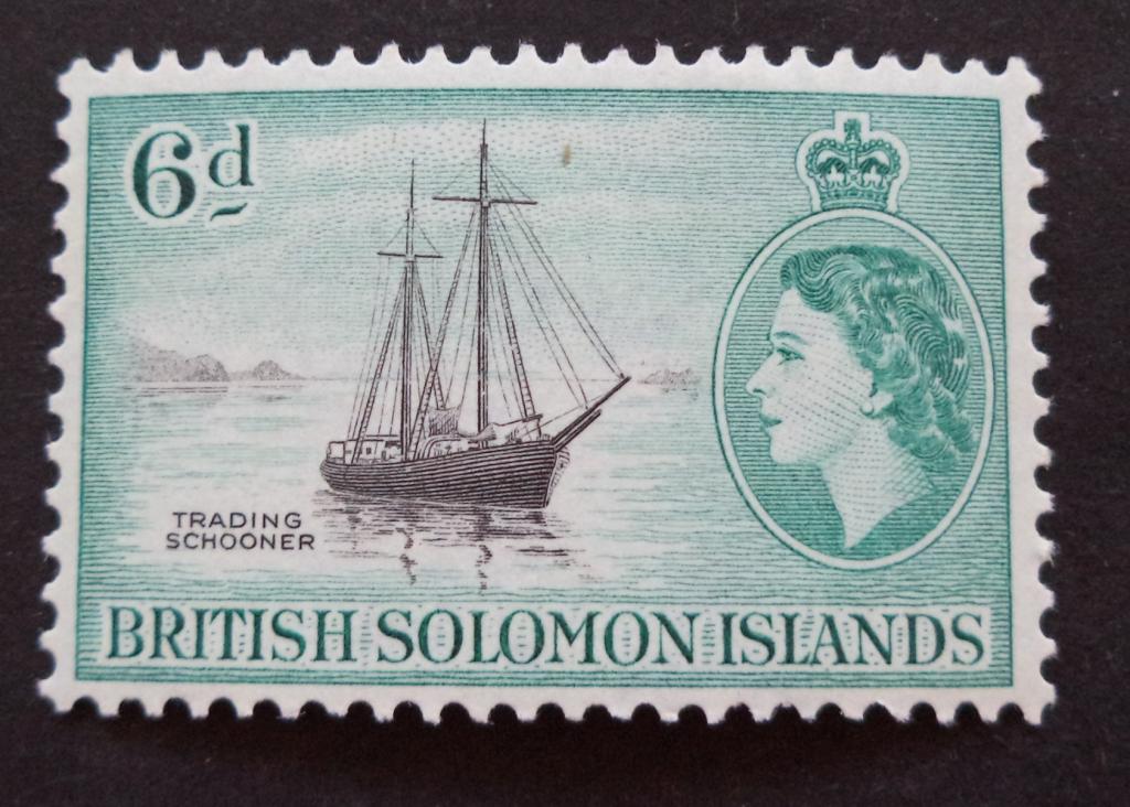 Британские Соломоновы о-ва  1956 г.   Шхуна   6d.  *   Би.6