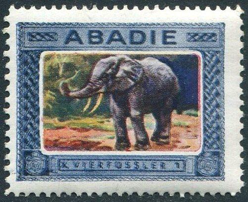 Германия 1930-е фауна СЛОН рекламная виньетка ABADIE табачная фирма табак сигареты непочтовая