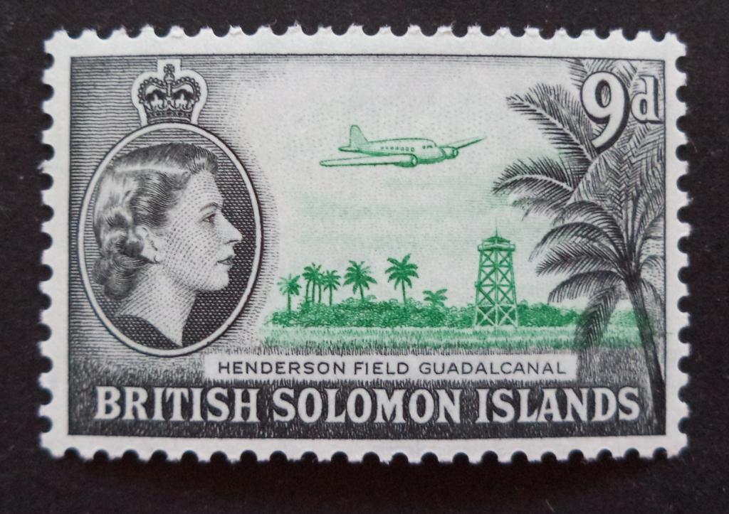 Британские Соломоновы о-ва  1956 г.   Самолет   9d.  *   Би.6