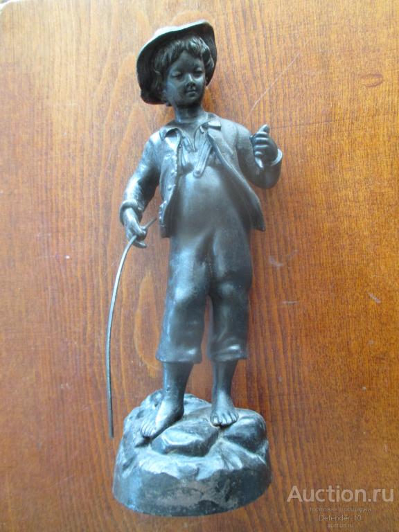 Чугунная статуэтка "Том Сойер".Юный рыбак Куса 1980