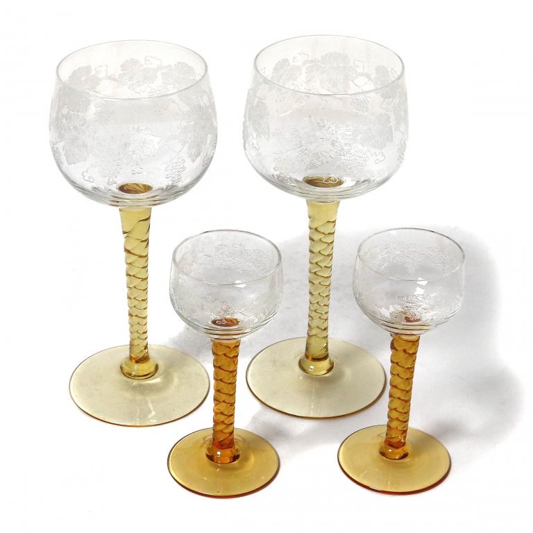 Два фужера и две рюмки. Богемский хрусталь. Европа